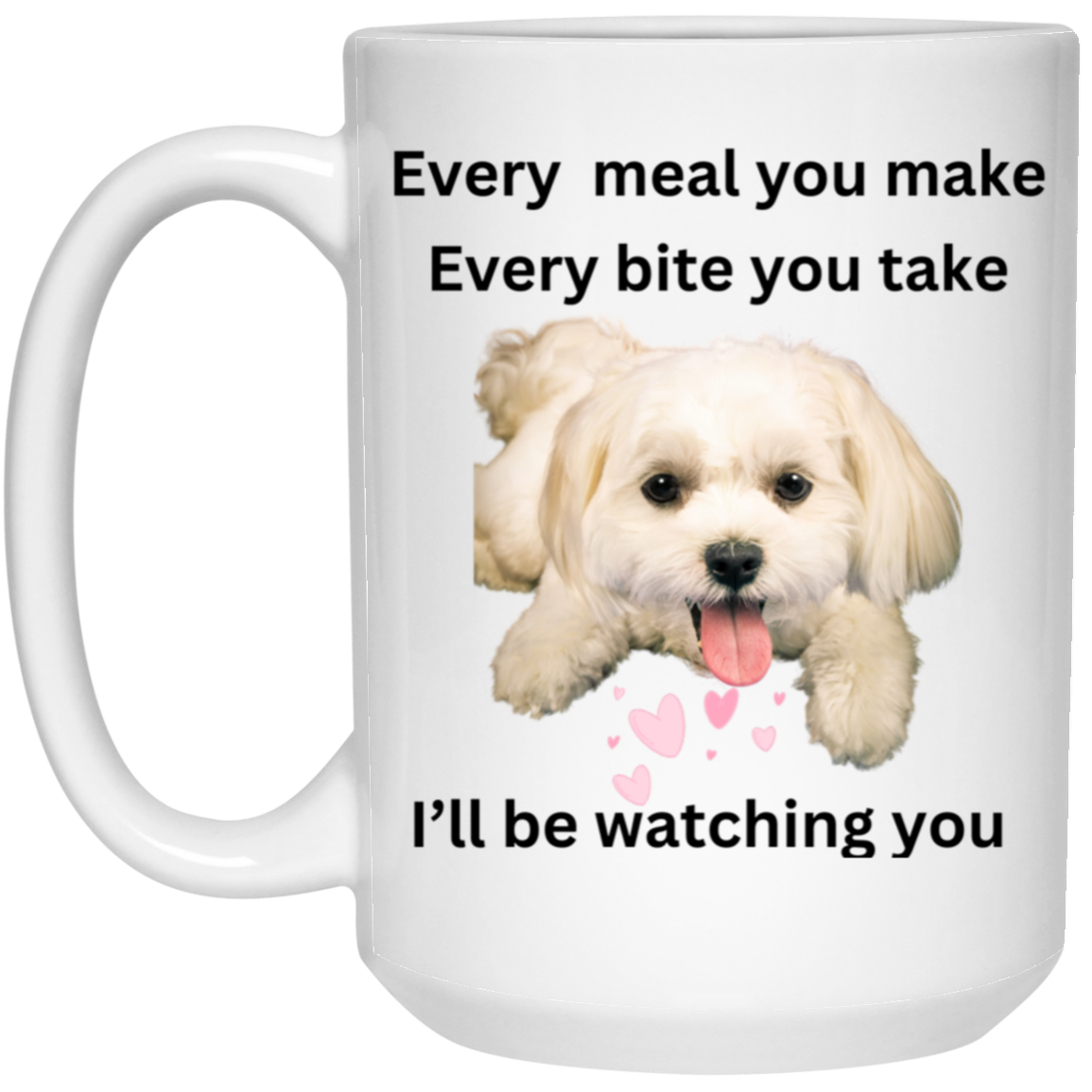 Fluffy Dog Hearts 15oz White Mug