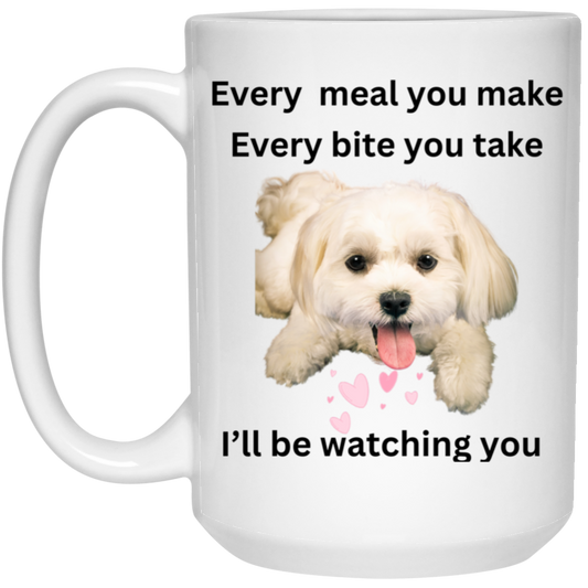 Fluffy Dog Hearts 15oz White Mug