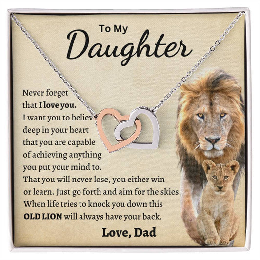 To My Daughter | Never Forget That I Love You - Interlocking Hearts necklace