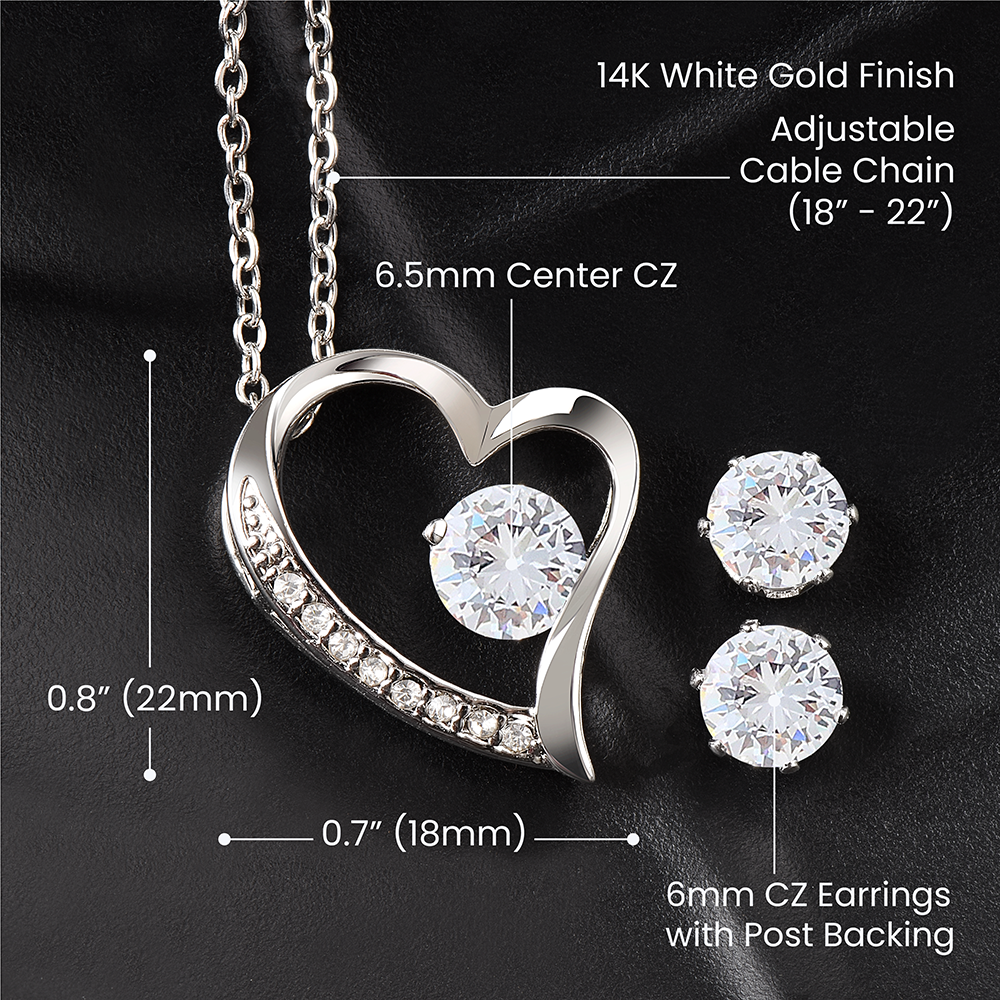 To My SMOKIN' HOT Wife | Forever Love Necklace with Earring Stud Set