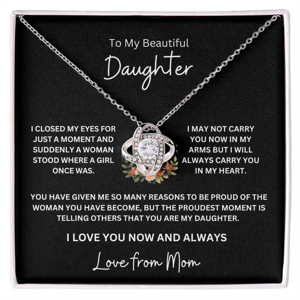To My Beautiful Daughter / Love From Mom (Love Knot Necklace)